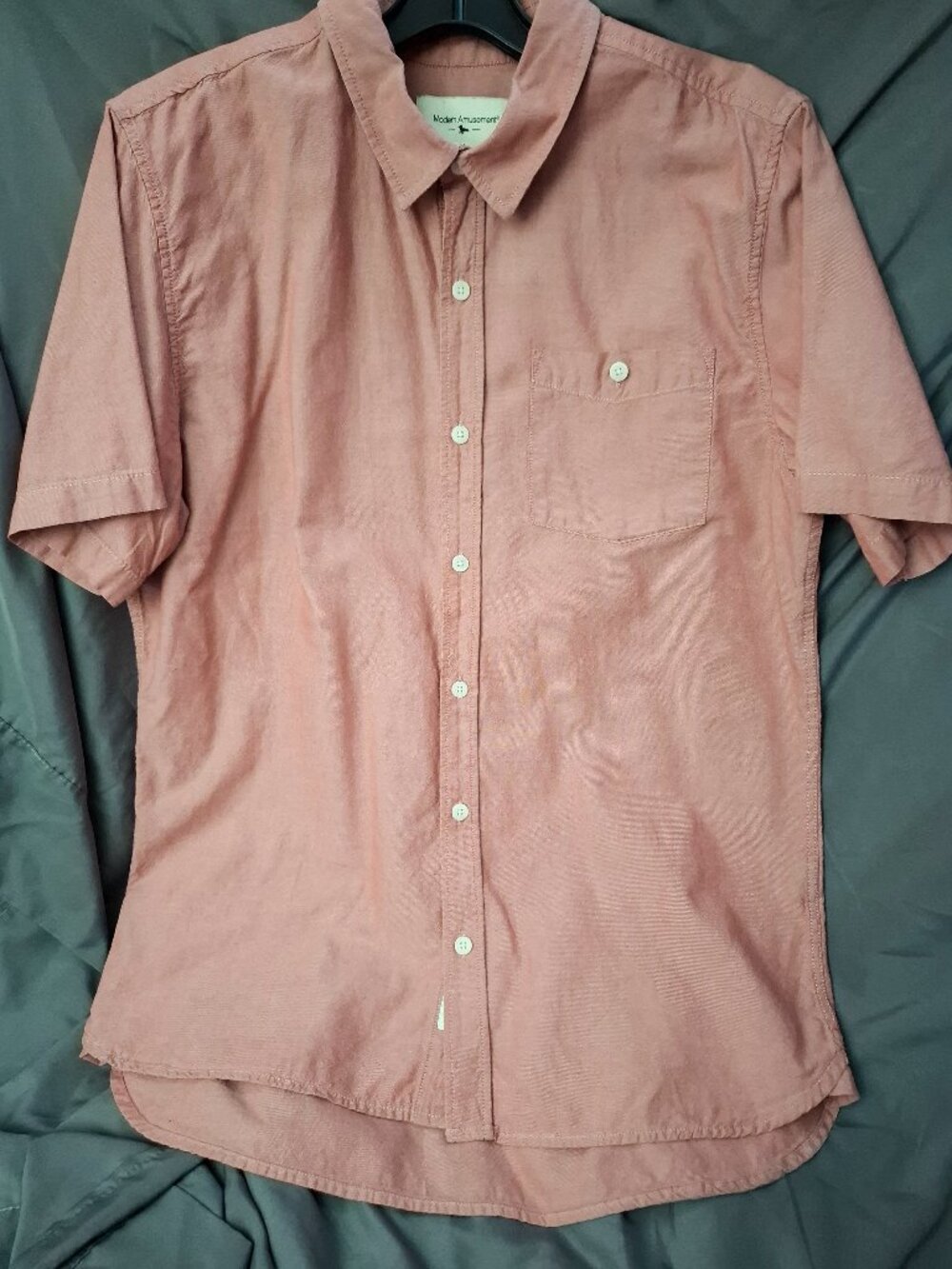 Modern Amusement short sleeve button down Size L Pink